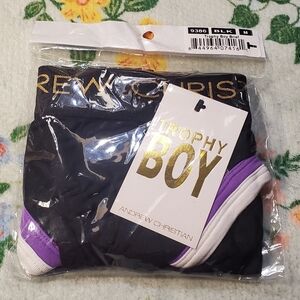 Andrew Christian Black and Purple Trophy Boy Briefs Size Medium